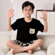曼妮朵男童睡衣夏季新款儿童短袖男孩大童青少年纯棉条纹学生家居服套装 F724【双短男童】 150 S码建议145-155cm