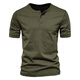 KLEDBOY British multi-clothing store American retro heavyweight Ami khaki cotton short-sleeved Henley shirt fitness tough guy T-shirt men's KLE military green L 145-155Jin Jin is equal to 0.5 kg