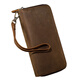 Einfach/Natur Original Crazy Horse Leder Langes Doppel Reißverschluss Brieftasche für Männer Multi-Karten-Retro-Kupplung echtes Leder großer Kapazität Trend