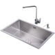 Xmsj cuisine petit lavabo single lavabo plat plat 304 Appartement en acier inoxydable Maison de petite taille épaissie Piscine sous le comptoir Basin Pull Brossé bord étroit 4840 REAL STANDANT STANDARD