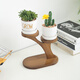 Kang Qianqiu Desktop mehrschichtige kleine Blumenregal Grüne Efeu Sukkulente Bay Windowsill Balkon Wohnzimmer Office Desk Mini Blumentopf Rack Bambus Holz Tee Garten zweistöckig