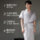 Xuanliang Camillero Summer Summer Seda Seda de seda de altura corta IMITACIÓN DEL CASA DE SELA IMITACIÓN DE Seda 73244 NIEVE GRIS XL