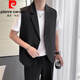皮尔卡丹（pierre cardin）轻熟风西装外套男夏季新款冰丝高级感马甲小西服潮流无袖背心坎肩 黑色 XL