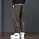 Zhenweis Pantalon décontracté printanière et automne Nouvelle marque de travail à la mode vêtements de travail pantalon harem lâches Lignes sport pantalons longs hommes 689 chameau + 689 gris foncé M