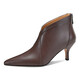 Gfoe French niche cowhide high heels ankle boots temperament retro pointed toe boots women's thin heels nude boots autumn v-mouth witch shoes single brown 36