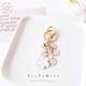 SunToMoon cute double-sided cherry blossom alloy keychain flower letter DIY girl heart school bag pendant Airpods pendant love button-letter style
