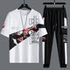 Yimuqi Summer à manches courtes SUPTERS CONSÉRIEURS CONSTERNES CONSTUSSIBLES À MANGE CASEVE SPORTS CONSTUSSIBLES SETTS TOUT-PIÈCES 10-20 ANS Suit étudiant 867 Black + 1563 Contrôle blanc S costume S.
