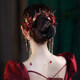 Shengbei Bridal Toast Wear Headdress Red Pair Clip Hair Accessories Simple and Attractive Wedding Dress New Chinese Style Xiuhe Clothing Accessories FD067 Pair Clip + Ear Clip