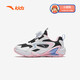 Zapatillas para niñas de anta para niños 2024 botón de mando de cuero de malla de otoño e invierno de otoño e invierno más zapatos de algodón de terciopelo [para niños regulares] negro/blanco/azul/rosa 9904-1 tamaño 30