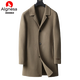 AIGNESA high-end cashmere double-sided wool coat for men's autumn and winter business and casual middle-aged pure wool mid-length jacket thick ink gray (versatile) 180 140-160Jin [Jin equals 0.5 kg] wear