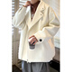 GQWWQX woolen windbreaker jacket for men in autumn and winter thickened yuppie Korean fashion brand loose short woolen coat off-white L
