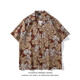 Smart Dog Flower Hemd Retro Hong Kong Stil Männer Hawaiian Style Kurzarm gebrochene Frauen Hong Kong Stil gut aussehender Strandhemd Big White 7027 m