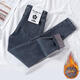Suiyuan High Waist Jeans Plus Velvet Women's Winter Small Leg Pants Slimming Outerwear Thickened Long Pants Women's Tight Stretch Pencil Pants Blue Gray Velvet Style 30 125Jin Jin is equal to 0.5kg -135Jin Jin is equal to 0.5kg