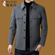 Woodpecker high-end double-sided cashmere coat men's short middle-aged business casual lapel men's thickened woolen woolen coat trendy 93313 Gray L