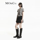 MO&Co. Cool low-waisted denim culottes with cargo pockets, A-line shorts, rock wash and belt, Moanco, denim black, M 27