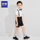 Romon boys dress suit British style summer flower boy suit handsome boy overalls table graduation children's performance four-piece suit shirt + shorts + suspenders + bow tie 120