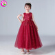 Children's knitted girl princess dress flower girl dress dress wedding dress children's dress tutu skirt children's program performance dress long wine red 160
