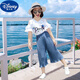 Disney (Disney) family portrait parent-child clothing summer clothing family of three mother and child beach T-shirt mother and daughter skirt pants suit beach style white T-shirt + pants girl 130 (recommended height 115-125 cm)