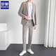 ROMON casual suit suit for men, loose and versatile jacket, high-end Korean version, light business formal wear, handsome little suit for men, two-piece suit, gray blue suit + trousers, XL size