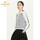Giovanni spring new hooded sweatshirt striped black and white stitching designer wool long-sleeved top black striped S