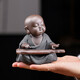 Jiuzao Creative Purple Clay Tea Pet Little Monk Ornament Boutique Can Foster Zen Little Novices Tea Ceremony Tea Play Tea Art Tea Room Desktop Decoration Black Gold Sand - Tea Drinking Little Monk/CYY