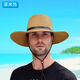 Aomelahoma Sun Protection Sommer Herren Strohhut Faltbarer Cowboyhut Outdoor Sonnenhut Strand Hut Großer Krempe Hut Travel Hut Männer faltbare Strohhut-Kaffee Farbe