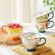 NetEase Selected Pastoral Hand-painted Series Oatmeal Cup Mug Breakfast Bowl Ceramic Water Cup Tea Cup Coffee Oatmeal Summer Flower Rabbit-400ml