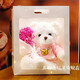Secret love bear doll dolls, plush toys, couples birthday gifts for best friend girlfriends, Chinese Valentine's Day, white bear blue sweatshirt + gift bag + string lights 30 cm