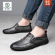 Holzspecker Herrenschuhe Sommer 2025 neue Lederschuhe Britisch vielseitige einteilige Vaters Schuhe modische weiche Sohle lässige Lederschuhe Männer 677 Schwarz 39