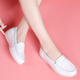 Dockadometham, genuine leather nurse shoes for women, new soft sole, flat sole, autumn and winter, anti-slip, anti-odor, and not tired, pregnant women single shoes, mother white women's shoes, beauty salon shoes, women's work shoes 829 white (hollow) 36