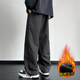 POUM American work pants men's winter velvet thickened warm loose windproof sports pants JRK112 black L