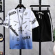 Woodpecker T-shirt à manches courtes garçons et adolescents Summer Summer High School Students Handsome Men's Big Children's Suit T-shirt Summer 683 Bleu (manches courtes + shorts) xl (120-140Jin [Jin est égal à environ 0,5 kg]))