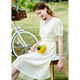 Betu women's new summer dress elegant light national style romantic dress women 2303D05 light apricot L