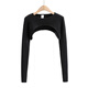 Rock color ultra short top tight hot girl sweet and spicy long-sleeved blouse for women spring and autumn new round neck color versatile T-shirt blood mattress brown S