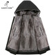 Caniti Mink Inner Inner Capucha PARKA MARTEN FUR MARTEN CROLINA INTELIGACIÓN COMBRACIÓN COMBRADERA CORTURA FURA CASA NEGRO + GRIEN