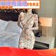 乐漫咪低胸连衣裙性感女装包臀短裙深领夜店工衣弹力网纱技师工作服夏 L 120斤左右