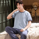 Daikaqi boy pajamas summer teenage boys junior high school high school home clothes summer thin style can be worn loose men - short-sleeved trousers men 3519 M teenager size