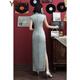 Yundong Ma old Shanghai cheongsam young style improved Chinese style new elegant temperament long slim daily dress girl light green embroidered long L (101-110Jin Jin equals 0.5 kg)