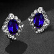 Sapphire earrings French women's high-end temperament silver light luxury earrings 2025 sapphire crystal
