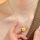 Ting white small sugar cube yellow diamond necklace women's 18k gold square pendant Xiaohongshu high-end clavicle chain accessories 18k gold