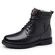 
Saimandie winter wool military hook cold-proof boots men's warm wool boots tactical combat boots high top pure wool hook cotton leather shoes 3519 black height-enhancing model 38