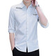 Yao qu 7-Viertel-Ärmel-Hemd Herren neuer elastischer Hemd bestickt mit Anti-Falten-freier Sommer dünner koreanischer Stil Slim Shirt Men 683 Hellgrau 3xl