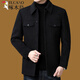 Woodpecker high-end double-sided cashmere coat men's short middle-aged business casual lapel men's thickened woolen woolen coat trendy 93313 Gray L