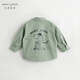 MARC&JANIE Mark Jane children's new spring clothing boys' fun dinosaur graffiti cotton casual shirt 231760 military green 120