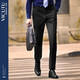 VICUTU men's single trousers pure wool business casual straight trousers navy blue 180/90B-2 feet 7