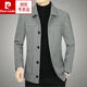 Pierre cardin spring and autumn new style of middle-aged and young men's woolen jacket casual lapel wool jacket middle-aged and elderly woolen dad suit QY82206%23 khaki M 170 suggests 90-115 Jin [Jin equals 0.5 kg]