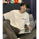 Zhao Bayi American fashion brand pure cotton heavy short-sleeved T-shirt men's summer loose five-point half-sleeved men's versatile T-shirt top black L [100-120Jin [Jin equals 0.5 kg] wear]