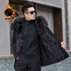 Classic car Haining Park Overcoming Male Fox Raccoon Fur Detachable Inner Boat Medium-Length Fur Integrated Men's and Women's Fur Jacket Winter Black Shell + Original Color Inner Boat [Furry Sleeve] 2XL 130-150Jin [Jin equals 0.5 kg]