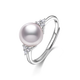 Meluxe akoya seawater pearl ring nearly round strong light S925 silver live mouth female ring birthday gift for wife Akoya8-8.5mm