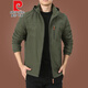 Pier Cardin Outdoor Men's Jacket Autumn and Winter 2020 New Middle-aged Men's Autumn Clothes Plus Fleece Jacket Men's Spring and Autumn Thick 9898 [Khaki] Add Thin Fleece Removable Cap 6XL 205Specifications (225Jin [Jin equals about 0.5 kg])